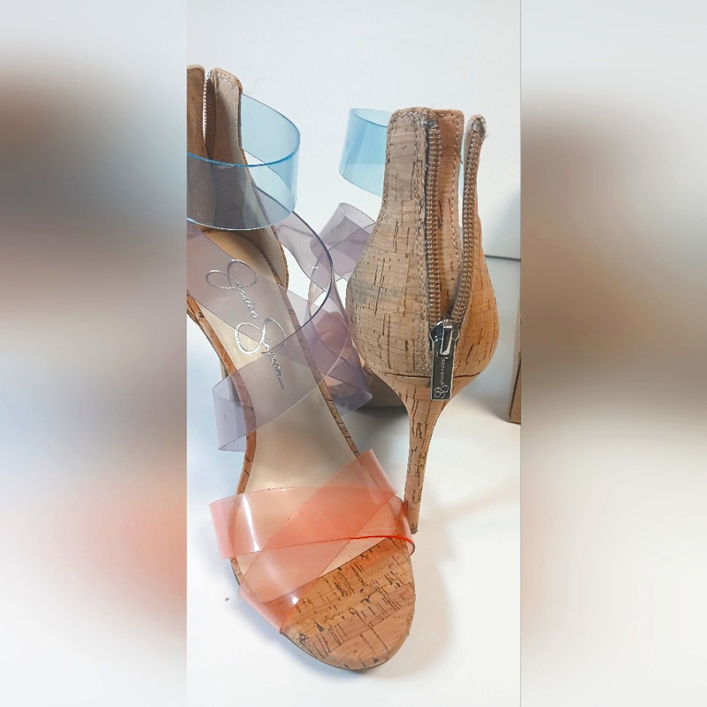 Used - Jessica Simpson | Jelly Strappy Cork Sandal Heels Stiletto